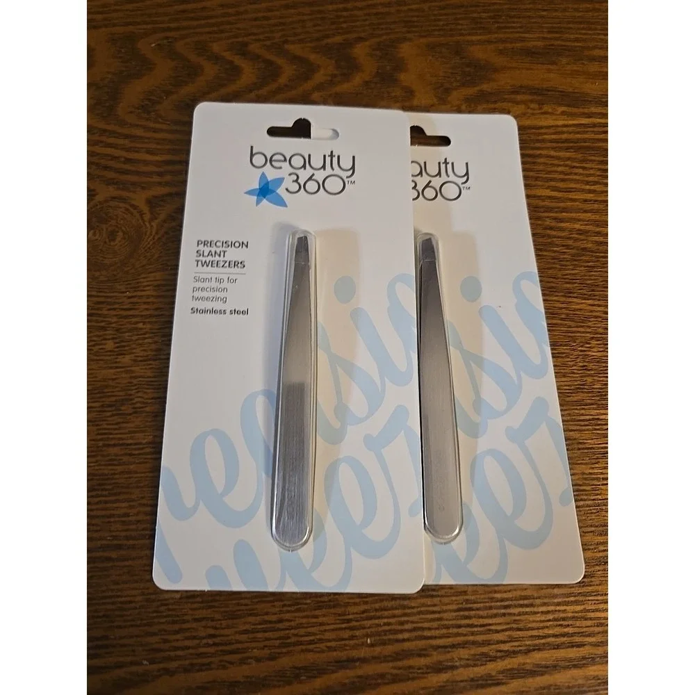 Beauty 360 Slant Tip Precision‎ Tweezers Lot Of 2